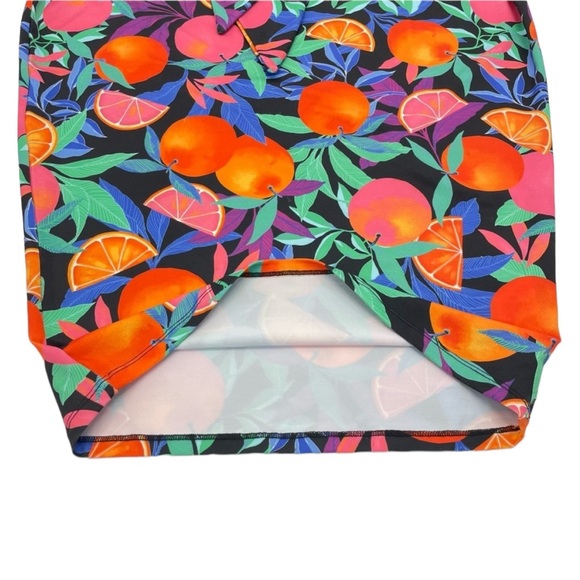 Nina Parker Tie Front Midi Skirt 2X Black/Orange Multi - Picture 8 of 13